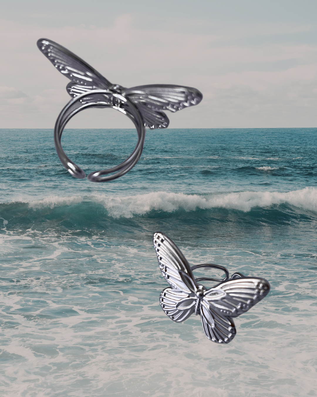 Bague Papillon argentée