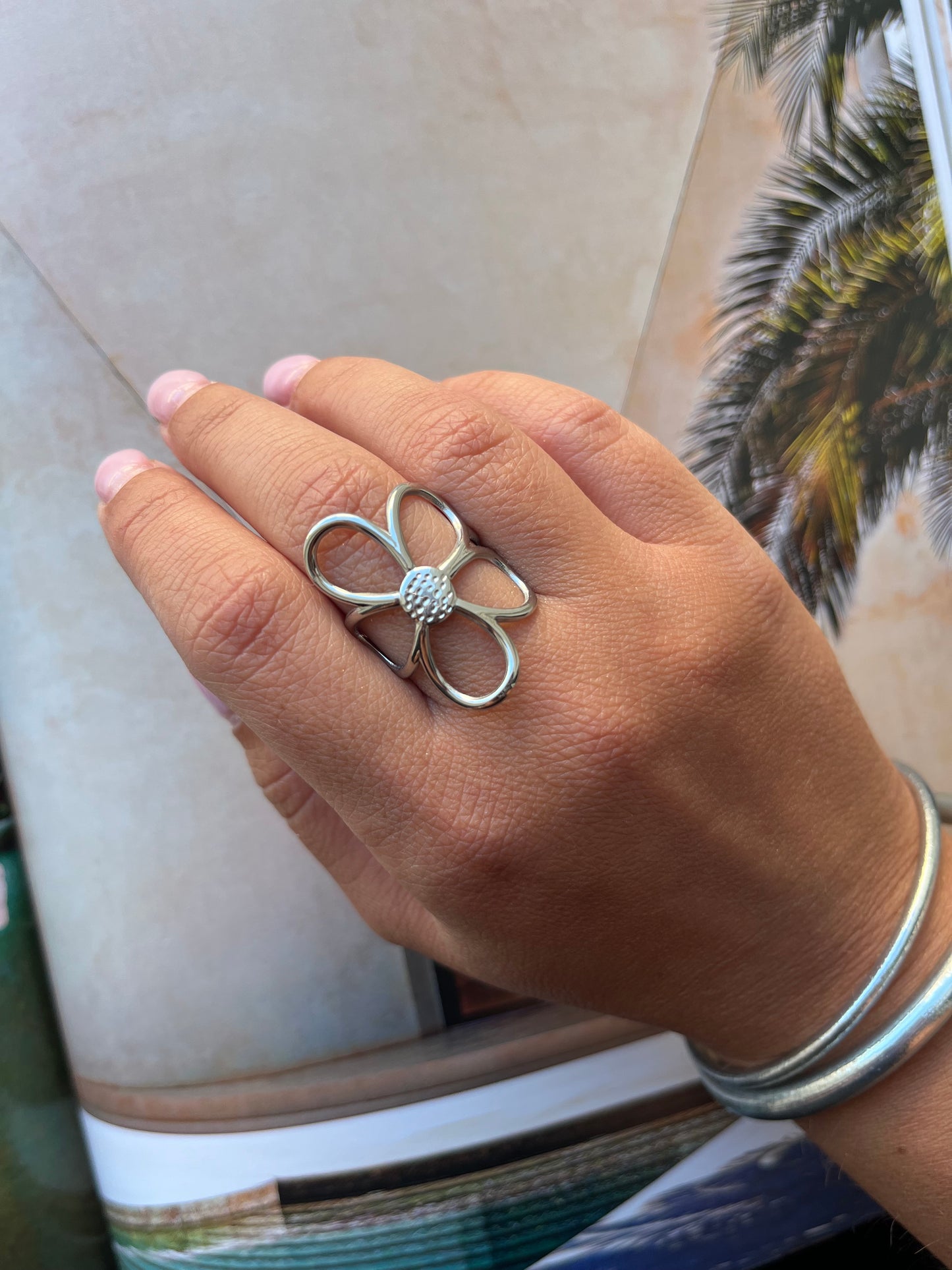 Bague Marguerite Fleur argentée
