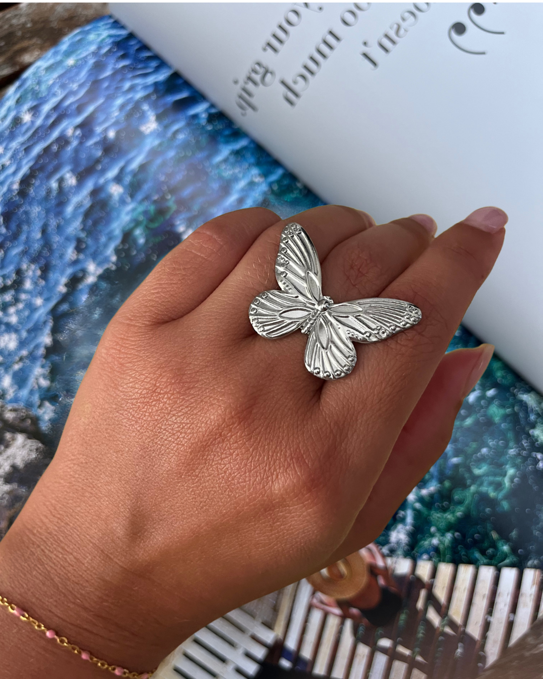 Bague Papillon argentée